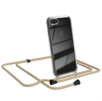 Eazy Case Clips Schwarz für iPhone SE 2022/2020, iPhone 8/7 4,7 Zoll, Handykordel Umhängetasche für Handy Hülle durchsichtig Beige Taupe