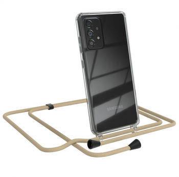 Eazy Case Kette Clips Schwarz für Galaxy A52 / 5G / A52s 5G 6,5 Zoll, Handykordel Umhängetasche für Handy Hülle durchsichtig Beige Taupe