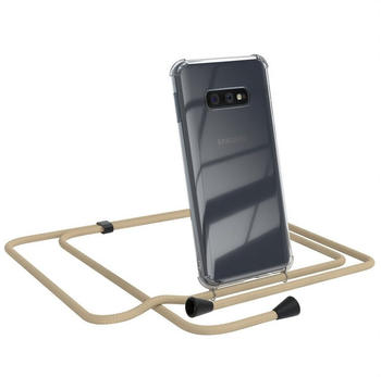 Eazy Case Kette Clips Schwarz für Samsung Galaxy S10e 5,8 Zoll, Handykordel Umhängetasche für Handy Hülle durchsichtig Beige Taupe