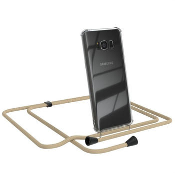 Eazy Case Kette Clips Schwarz für Samsung Galaxy S8 5,8 Zoll, Handykordel Umhängetasche für Handy Hülle durchsichtig Beige Taupe