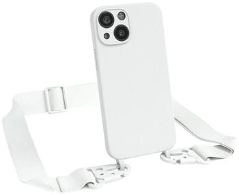 Eazy Case Breitband Kette für Apple iPhone 13 Mini 5,4 Zoll, Ketten Hülle 2in1 Handyhülle mit abnehmbarer Kette Karabiner Bag Weiß