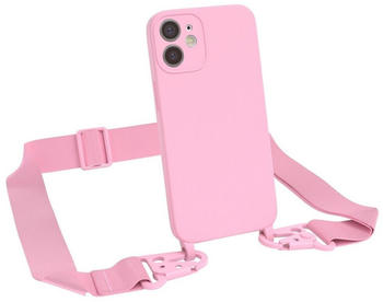 Eazy Case Breitband Kette für Apple iPhone 12 Mini 5,4 Zoll, Handytasche Smartphonekette Karabiner Schutzhülle zum Umhängen Rosa