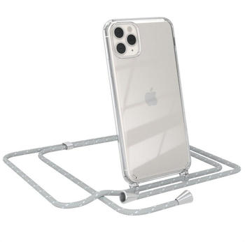 Eazy Case Hülle mit Kette für Apple iPhone 11 Pro Max 6,5 Zoll, Umhängeband mit Backcover Etui Schutzhülle Hülle Case Hellgrau Weiß