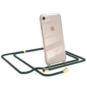 Eazy Case Hülle mit Kette für iPhone SE 2022/2020 iPhone 8/7 4,7 Zoll, Kettenhülle zum Umhängen Tasche Handykordel Slimcover Grün Clips Gold, Grün / Clips Gold