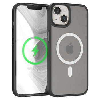 Eazy Case Outdoor Case MagSafe Matt für Apple iPhone 13 6,1 Zoll, Outdoor Handy Hülle kompatibel mit Qi & MagSafe Silicon Case Schwarz