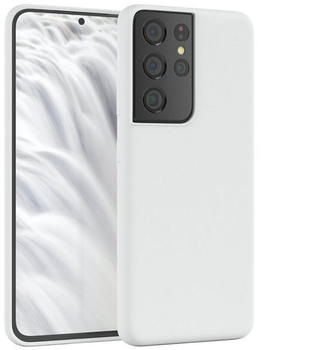 Eazy Case Premium Silikon Case für Samsung Galaxy S21 Ultra 6,8 Zoll, Silikon Schutzhülle mit Kameraschutz kratzfest Handy Softcase Weiß