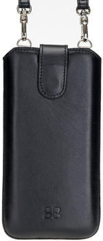 Burkley Leder Etui Handytasche für Samsung Galaxy S21 mit Trage-Riemen und Kartenfach in Schwarz