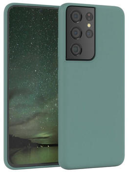 Eazy Case Premium Silikon Case für Samsung Galaxy S21 Ultra 6,8 Zoll, Silikonhülle Slimcover mit Displayschutz Hülle Cover Grün / Nachtgrün