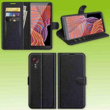 Wigento für Samsung Galaxy Xcover 5 Handy Tasche Wallet Premium Schwarz Schutz Hülle Case Cover Etuis Zubehör