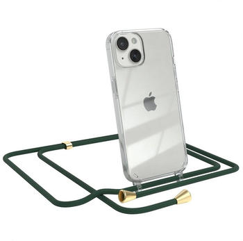 Eazy Case Hülle mit Kette für Apple iPhone 14 6,1 Zoll, Kettenhülle zum Umhängen Tasche Handykordel Slimcover Grün Clips Gold, Grün / Clips Gold