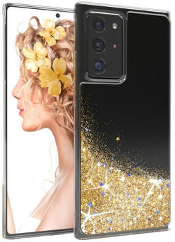 Eazy Case Liquid Glittery Case für Galaxy Note 20 Ultra 6,9 Zoll, Durchsichtig Back Case Handy Softcase Silikonhülle Glitzer Cover Gold
