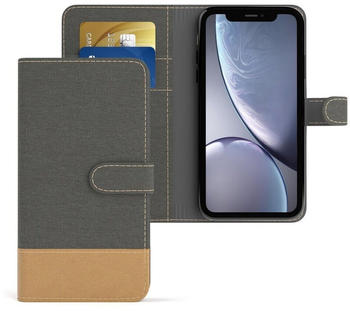 Eazy Case Bookstyle Farbig für Apple iPhone XR 6,1 Zoll, Handytasche zum Aufklappen mit Standfunktion flipcase Grau Anthrazit