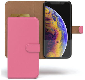 Eazy Case Bookstyle Farbig für Apple iPhone X / iPhone XS, Schutzhülle mit Standfunktion Kartenfach Handytasche aufklappbar Etui, Pink