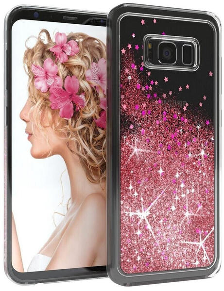 Eazy Case Liquid Glittery Case für Samsung Galaxy S8 5,8 Zoll, Hülle Glitzer Flüssig durchsichtig Phone Case stoßfestes Etui Rosa