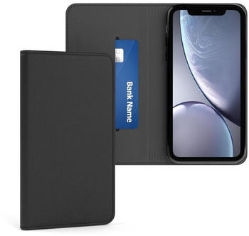 Eazy Case Bookstyle Vintage für Apple iPhone XR 6,1 Zoll, Vintage Look Etui Handy Hülle Tasche Kunstleder Kartenfach Schwarz