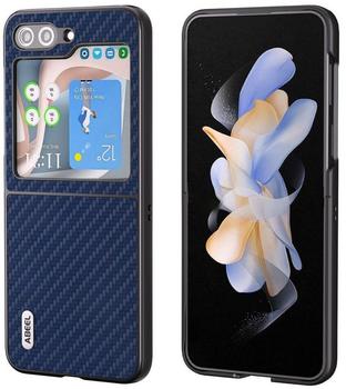 Wigento Für Samsung Galaxy Z Flip5 5G Carbon Textur Handy Schutz Hülle Cover Etui Zubehör Dunkelblau