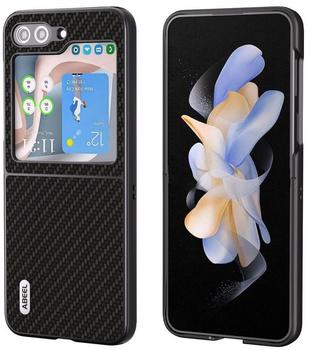 Wigento Für Samsung Galaxy Z Flip5 5G Carbon Textur Handy Schutz Hülle Cover Etui Zubehör Schwarz