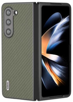 Wigento Für Samsung Galaxy Z Fold5 5G Carbon Textur Handy Schutz Hülle Cover Etui Zubehör Grün