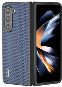 Wigento Für Samsung Galaxy Z Fold5 5G Carbon Textur Handy Schutz Hülle Cover Etui Zubehör Hellblau