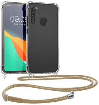 kwmobile Necklace Case kompatibel mit Xiaomi Redmi Note 8 (2019 / 2021) Hülle - Silikon Cover mit Handykette - Band Handyhülle Gold Transparent