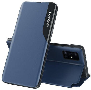 Cofi Eco Leather View Case Buch Tasche Leder Handyhülle aufklappbare Hülle Standfunktion für Xiaomi Redmi Note 9 Pro Max Blau