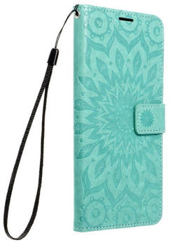 Cofi Elegante Buch-Tasche Hülle Fancy MezzoBook-Style Kartenfächer Schale für Samsung Galaxy A42 5G Mandala Grün