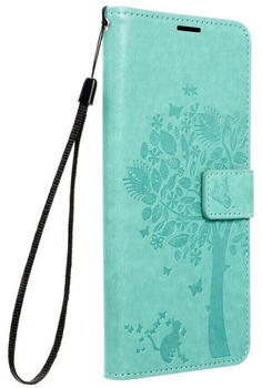 Cofi Elegante Buch-Tasche Hülle Fancy MezzoBook-Style Kartenfächer Schale für Samsung Galaxy A72 5G Baum Grün