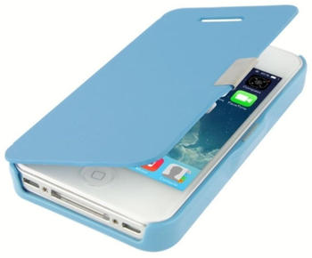 König Design Handyhülle Tasche für Apple iPhone 4 / 4s Hellblau gebürstet