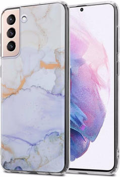 Cadorabo IMD TPU Bunter Marmor Cover (Galaxy S21+), Smartphone Hülle, Gold, Violett, Weiss