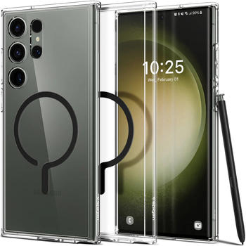 Spigen Schutzh&uuml;lle Ultra Hybrid OneTap Ring mit MagSafe f&uuml;r Galaxy S23 Ultra, Transparent-Schwarz