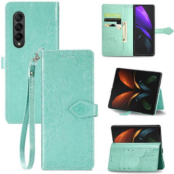 König Design Hülle kompatibel mit Samsung Galaxy Z Fold4 5G Kunstleder Handyhülle - Handy Case Grün