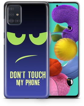 König Design Handyhülle Schutzhülle für Samsung Galaxy A70 Case Cover Tasche Bumper Etuis TPU Samsung Galaxy A70 Dont Touch My Phone Grün Blau