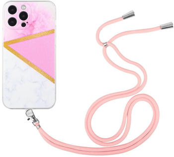 König Design Hülle kompatibel mit Apple iPhone 12 Pro Max Kunststoff Handykette Cover - Case Handyhülle Rosa Marmor