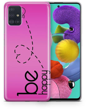 König Design Handyhülle Schutzhülle für Wiko Y60 Case Cover Tasche Bumper Etuis TPU, Modell:Wiko Y60, Motiv auswählen:Be Happy Pink