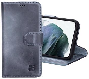 Burkley Handyhülle für Samsung Galaxy S23+ Leder Handytasche mit 360° Schutz, Kartenfach, Kickstand und RFID-Blocker (Blaugrau)