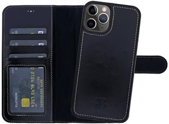 Burkley 2in1 Leder Handytasche für iPhone 13 Pro Handyhülle mit herausnehmbarem Back Cover, 360° Schutz, RFID Blocker