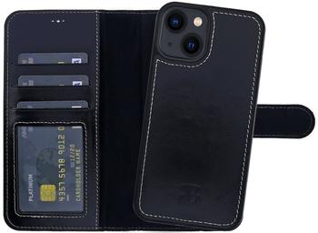 Burkley 2in1 Leder Handytasche für iPhone 14 Plus Handyhülle mit herausnehmbarem Back Cover, 360° Schutz, RFID Blocker