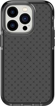 Tech 21 T21-9834 iPhone 14 Pro Evo Check - Stoßdämpfende & schlanke Schutzhülle mit 15 Fuß FlexShock Multi-Drop Schutz & Extra Tasten, Smokey Black