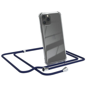 Eazy Case Hülle mit Kette für Apple iPhone 11 Pro 5,8 Zoll, Kette zum Umhängen Backcover Etui Schutzhülle Hülle mit Band Case Blau, Blau / Clips Silber