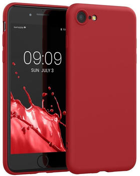 kwmobile Slim Case kompatibel mit Apple iPhone SE (2022) / SE (2020) / 8/7 - Hülle Silikon Handy - gummiert - Handyhülle Klassisch Rot