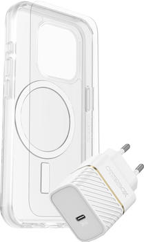 OtterBox Protection + Power KIT - Starter Kit (iPhone 15 Pro), Smartphone Hülle, Transparent, Weiss