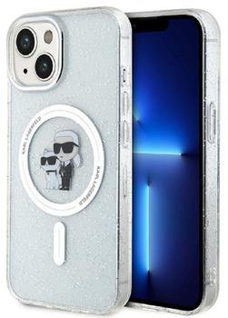 Karl Lagerfeld IML Glitter Karl and Choupette MagSafe Back Cover für iPhone 15 transparent