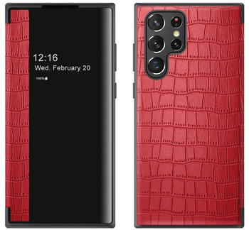 König Design Handyhülle für Samsung Galaxy S23 Serie Schutztasche Kokodill Optik Rot Modell wählen:Samsung Galaxy S23 Ultra