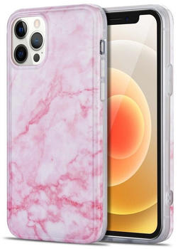 Wigento Handyhülle Für Apple iPhone 12 / 12 Pro 6.1 Zoll Marble Silikon Case TPU Schutz Muster Tasche Hülle Cover Etuis Zubehör Pink