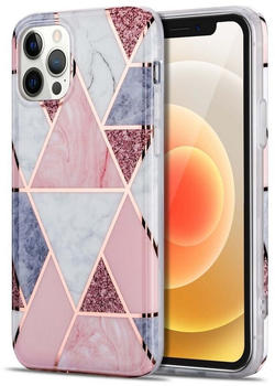 Wigento Handyhülle Für Apple iPhone 12 Pro Max Marble Silikon Case TPU Schutz Muster Tasche Hülle Cover Etuis Zubehör Pink