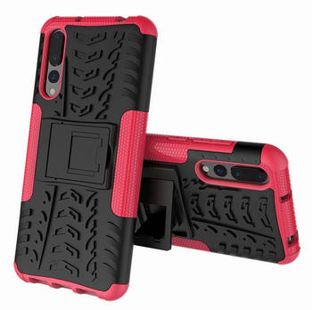 Wigento Smartphone-Hülle Hybrid Case 2teilig Outdoor Pink für Huawei P20 Etui Tasche Hülle Cover Schutz
