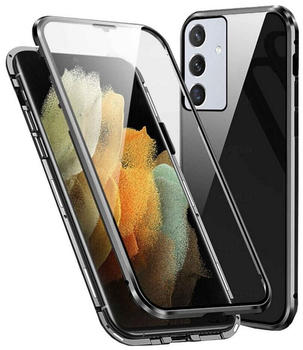 Wigento Handyhülle Für Samsung Galaxy A54 5G 360 Grad Magnet Glas Bumper Handy Tasche Schwarz