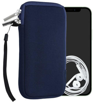 kwmobile Handytasche für Smartphones XL - 6,7/6,8" - Neopren Handy Hülle Dunkelblau - Handy Tasche 17,2 x 8,4 cm Innenmaße