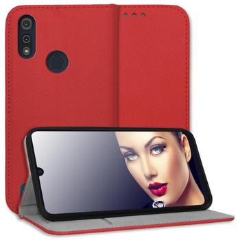 mtb Schutz-Tasche Smart Magnet kompatibel mit Motorola Moto E6s, E6i (6.1'') - rot - Bookstyle - Klapp-Cover Hülle Wallet Case