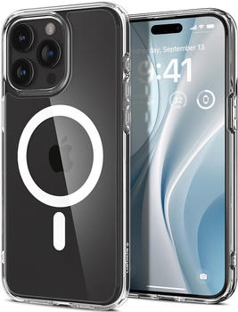 Spigen Schutzh&uuml;lle Ultra Hybrid Mag mit MagSafe f&uuml;r Apple iPhone 15 Pro Max Transparent-Wei&szlig;